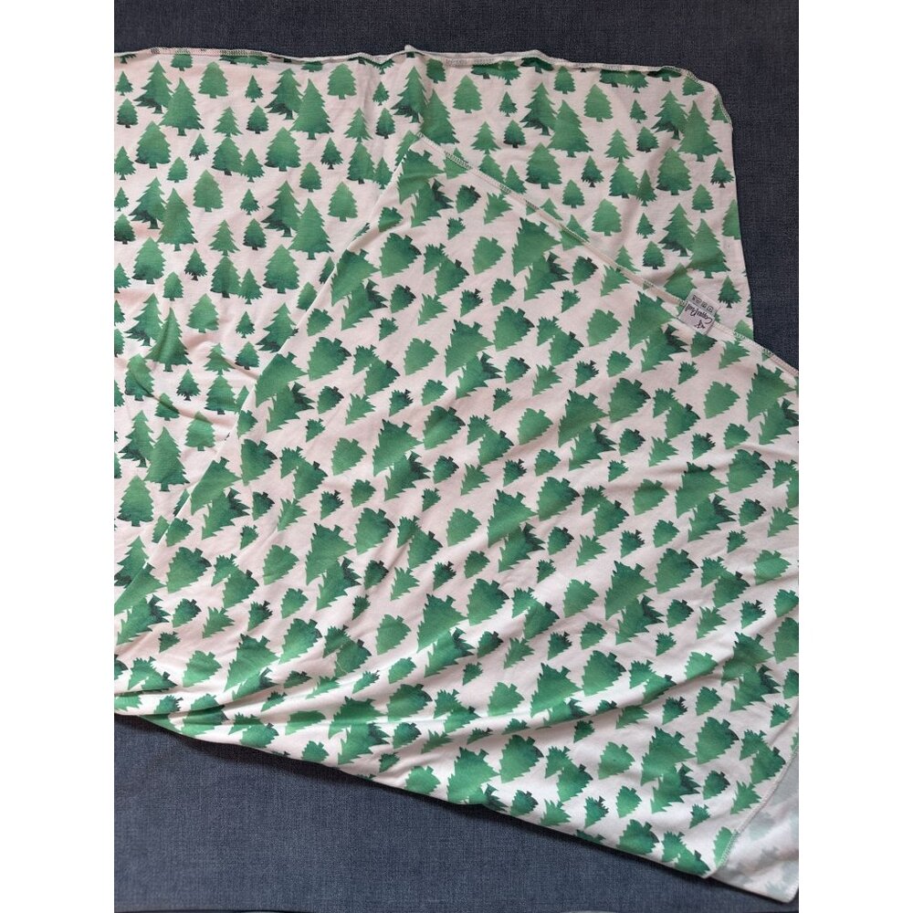 Copper Pearl Knit Swaddle Blanket - green trees